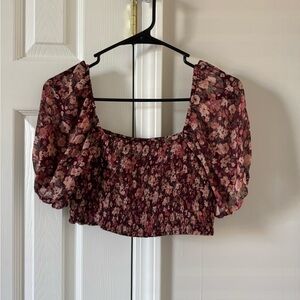 Altar'd State Burgundy Floral Blouse